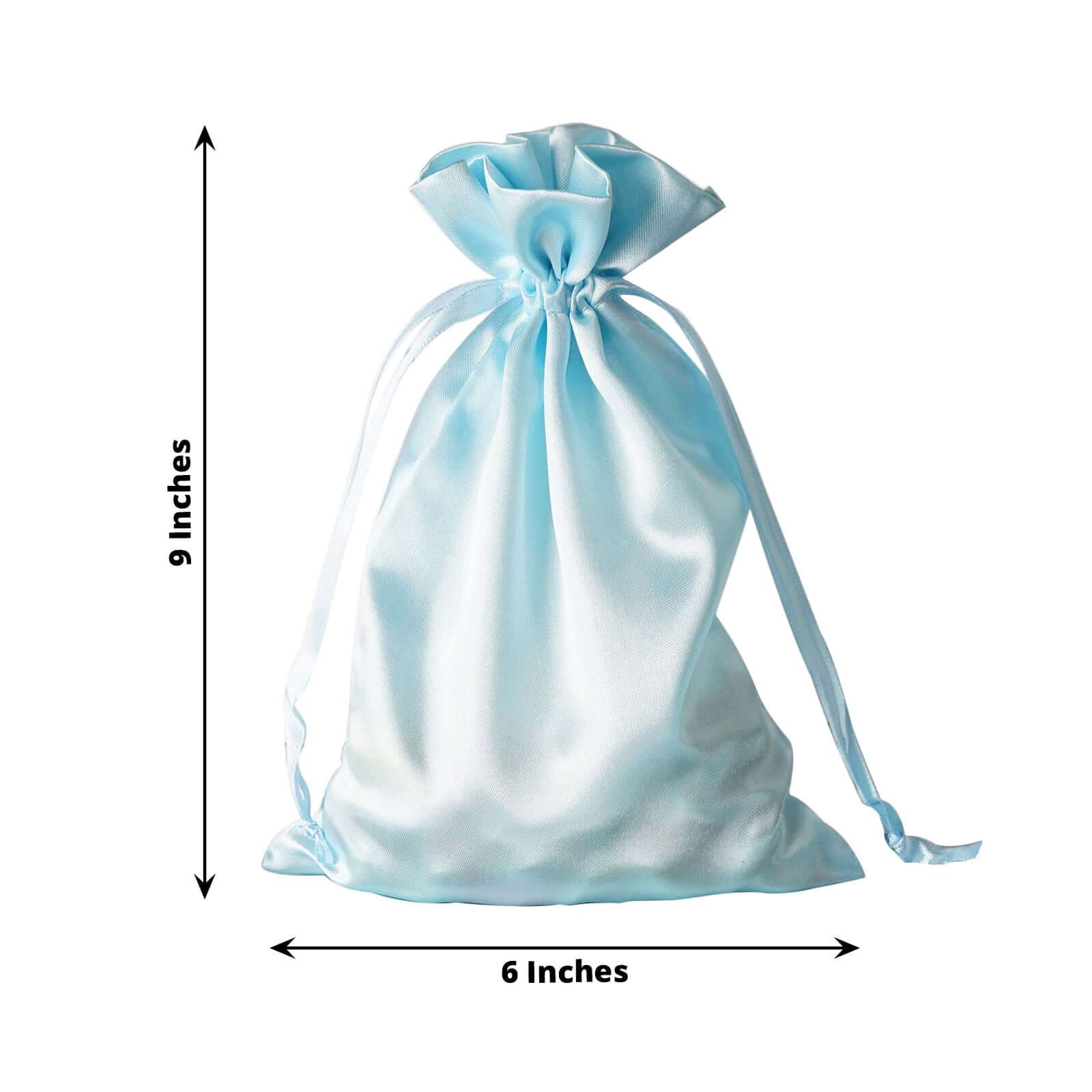 12 Pack 6"x9" Light Blue Satin Wedding Party Favor Bags, Drawstring Pouch Gift Bags