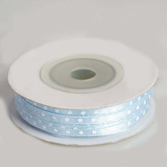 25 Yards 1 8" Light Blue Satin Polka Dot Ribbon - Clearance SALE