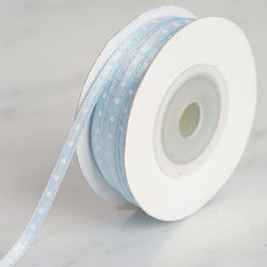 25 Yards 1 8" Light Blue Satin Polka Dot Ribbon - Clearance SALE