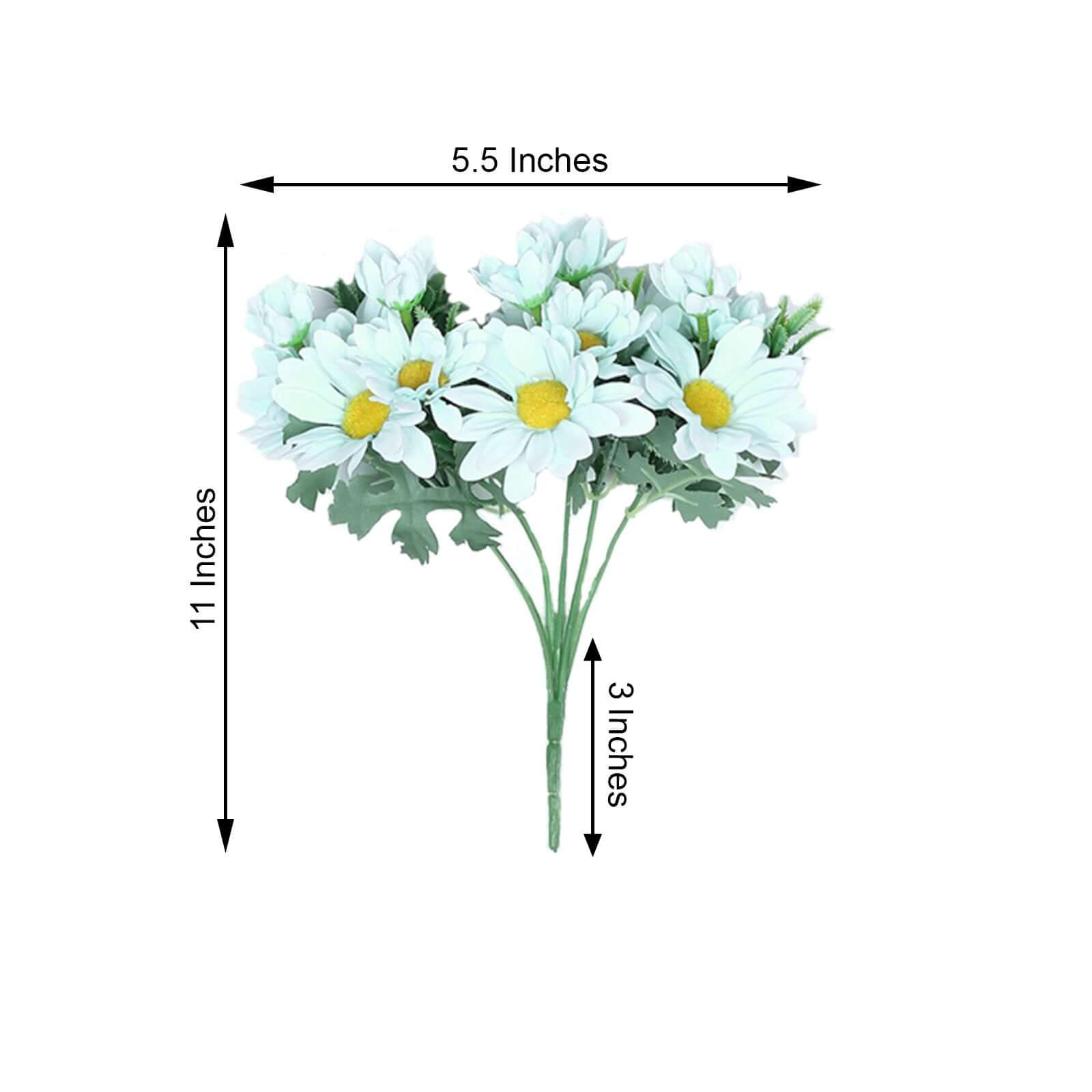 4 Bushes 11" Light Blue Artificial Silk Daisy Flower Bouquet Branches