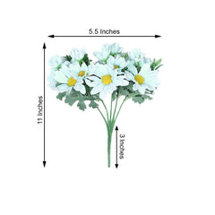 4 Bushes 11" Light Blue Artificial Silk Daisy Flower Bouquet Branches