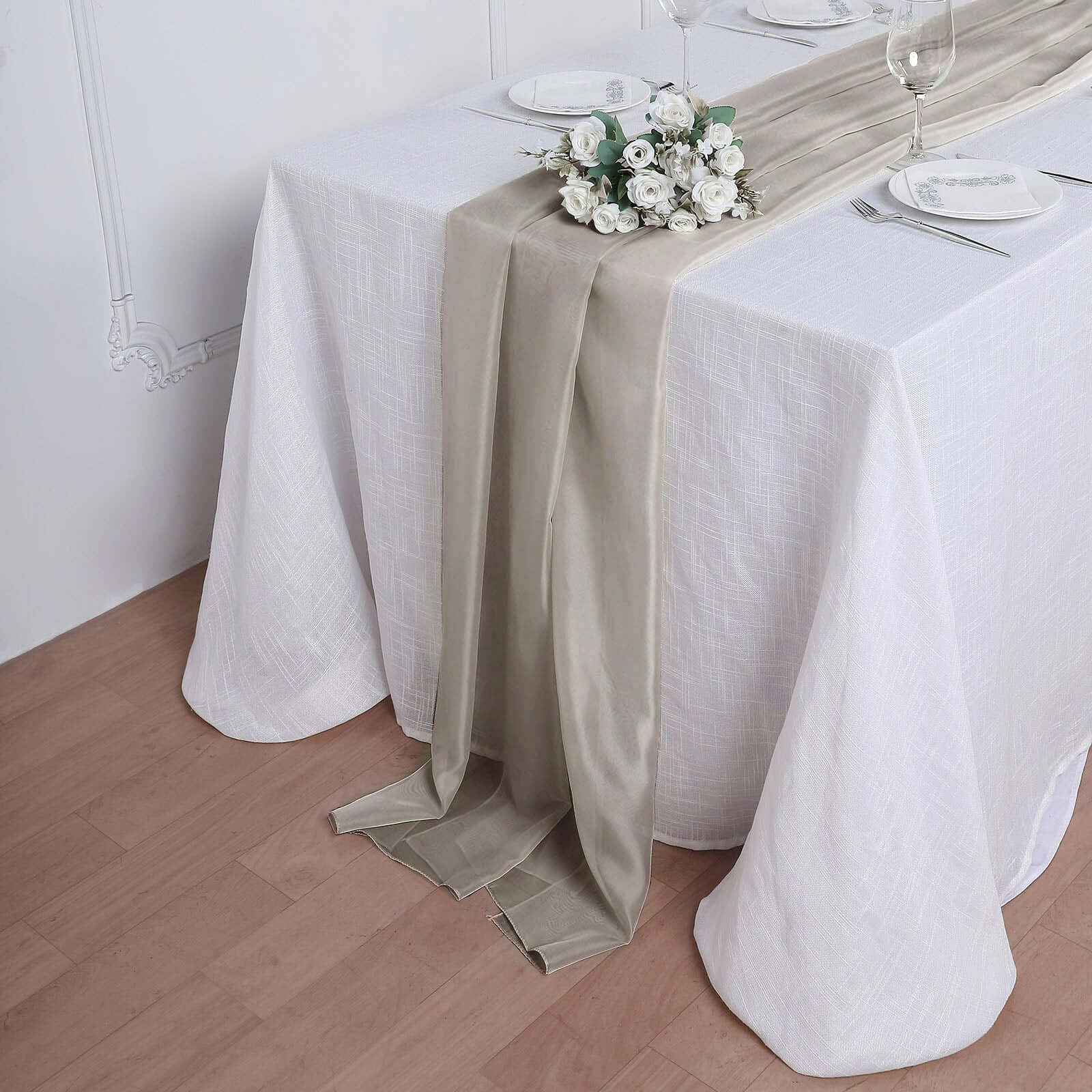 Premium Chiffon 6ft Table Runner Natural - Flowy & Lightweight Table Decor
