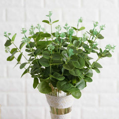 2 Bushes 19" Light Green Artificial Eucalyptus Branch Bouquet Plants