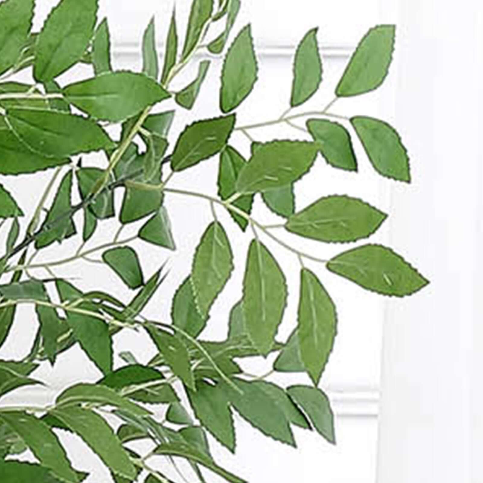 2 Bushes 42" Tall Light Green Artificial Silk Beech Leaf Branches, Faux Plant Stem Vase Fillers