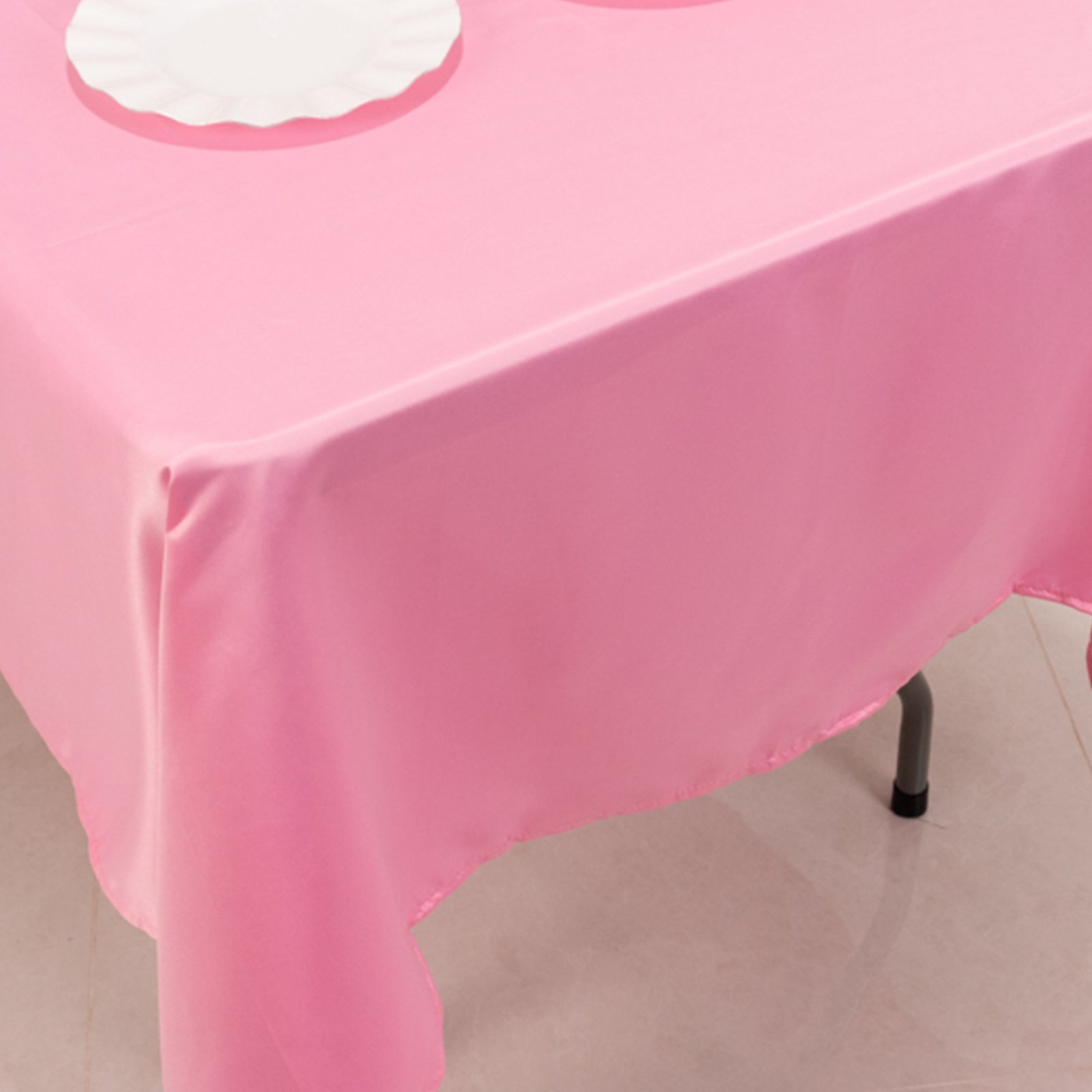 Lamour Satin 60"x102" Rectangle Tablecloth Pink - Durable & Silky Soft Feel Table Cover