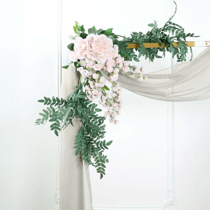 18ft Silver Sheer Organza Wedding Arch Drapery Fabric, Window Scarf Valance