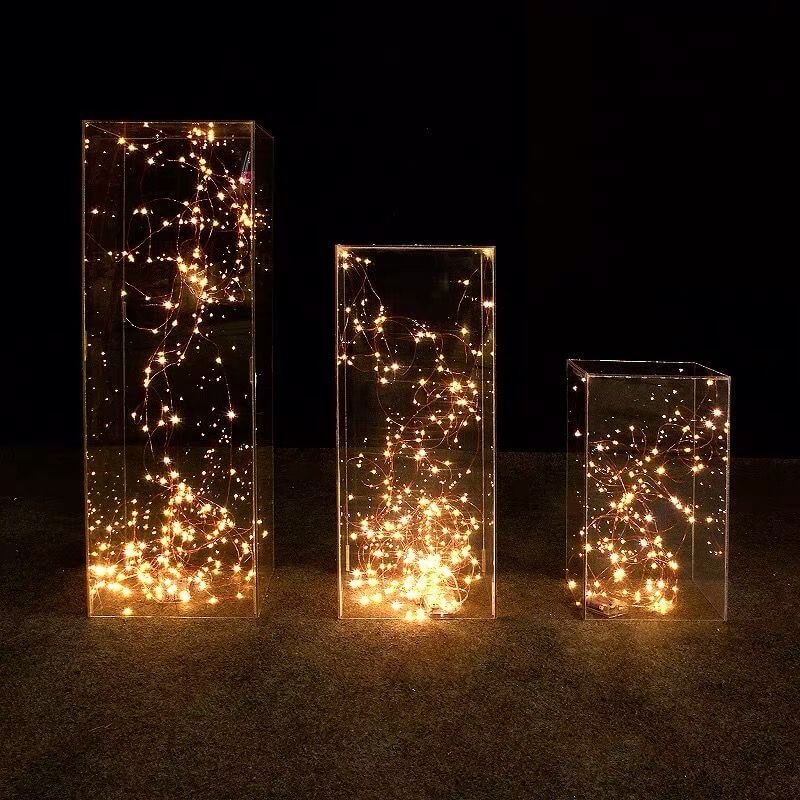 40" Floor Standing Clear Acrylic Display Box, Transparent Pedestal Riser with Interchangeable Lid and Base