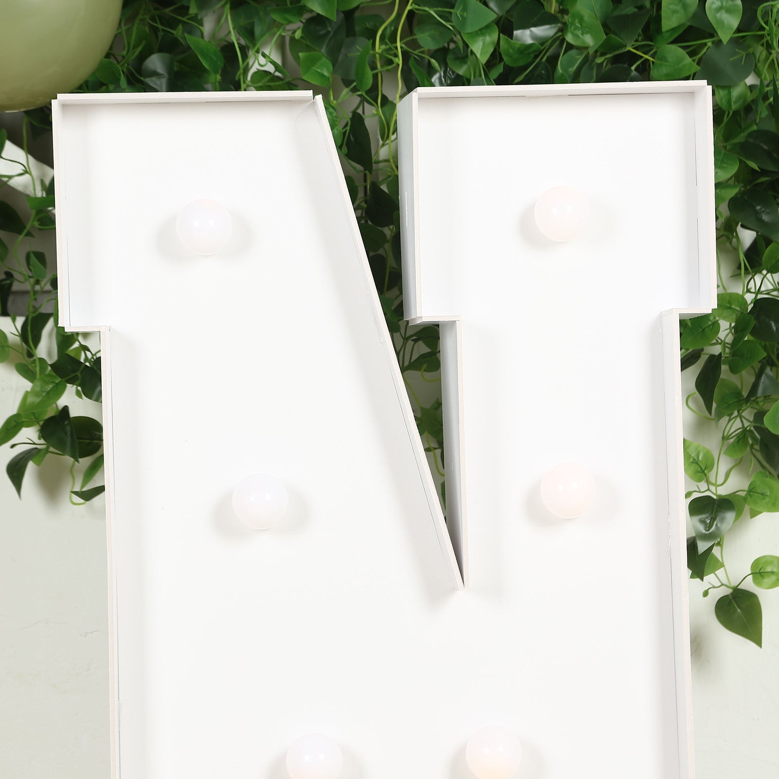Giant LED Marquee Light Up Letter "N", White 4ft Pre-Cut Foam Board with 10 Warm White Battery Operated LEDs, Glue Gun and Sticks