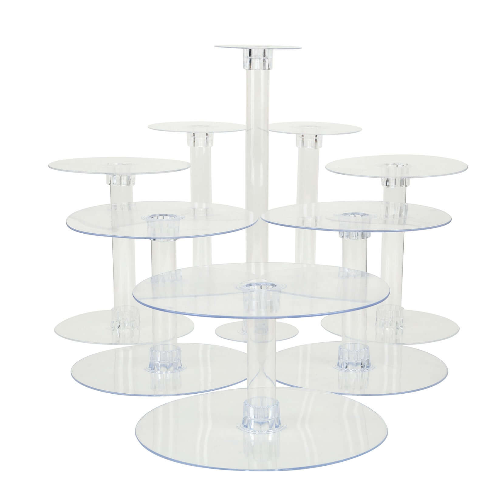 8-Tier Acrylic Cake Stand Set Clear - Sturdy & Lightweight Cupcake Holder Dessert Pedestal Centerpiece Risers in Assorted Sizes for Modern Minimalist Buffet Party Tables
