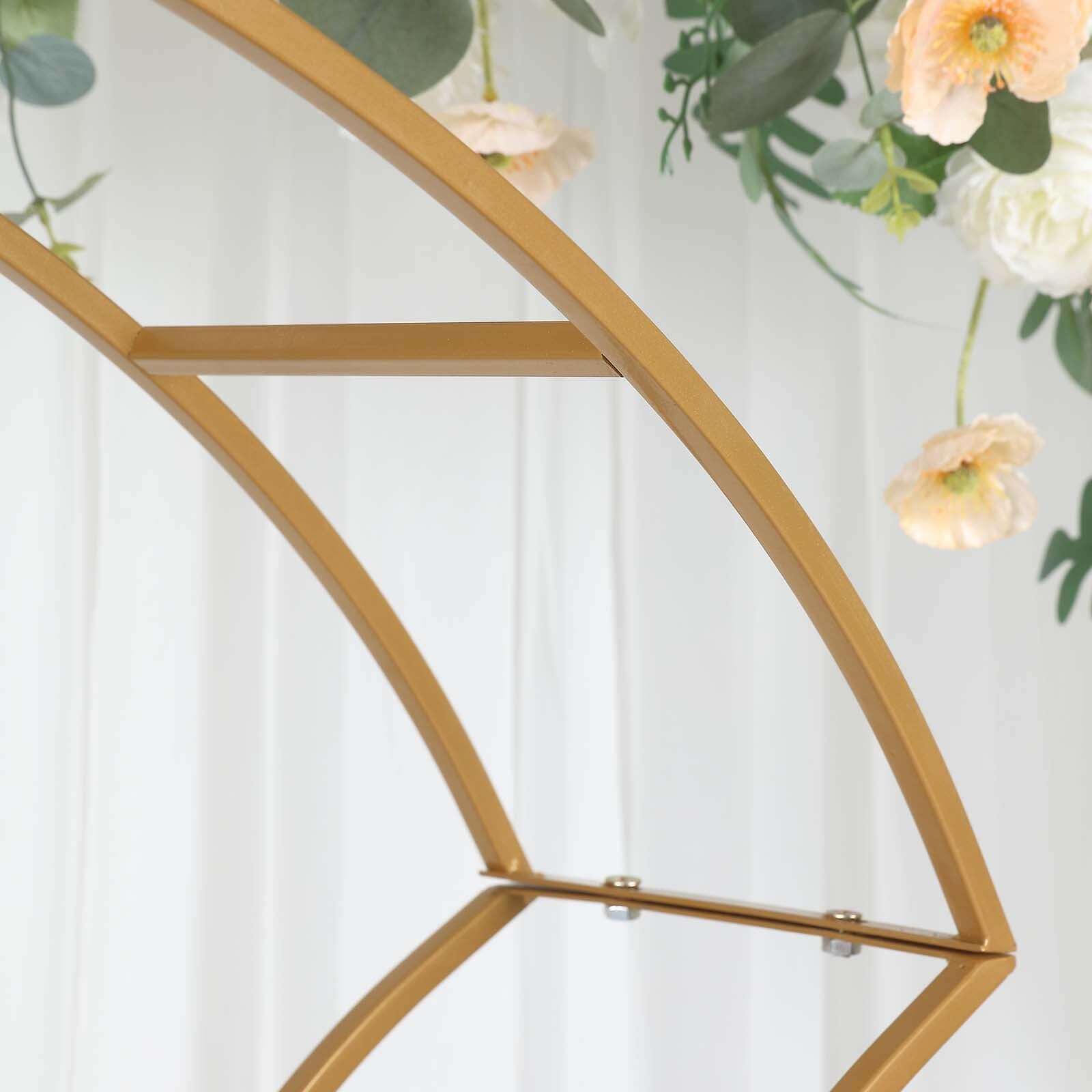 Metal Wedding Centerpiece Curvy Design Gold - Floral Arch Frame Table Stand 38"