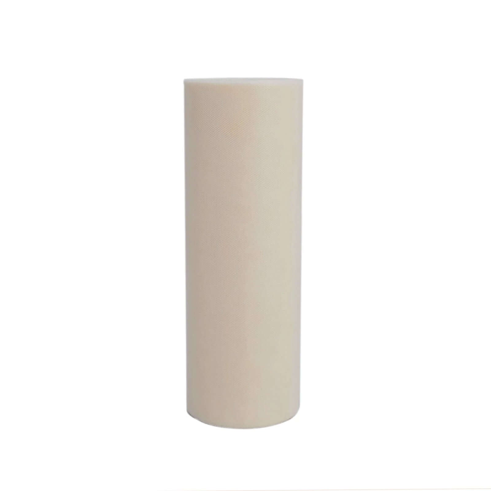 12"x100 Yards Beige Tulle Fabric Bolt, Sheer Fabric Spool Roll For Crafts