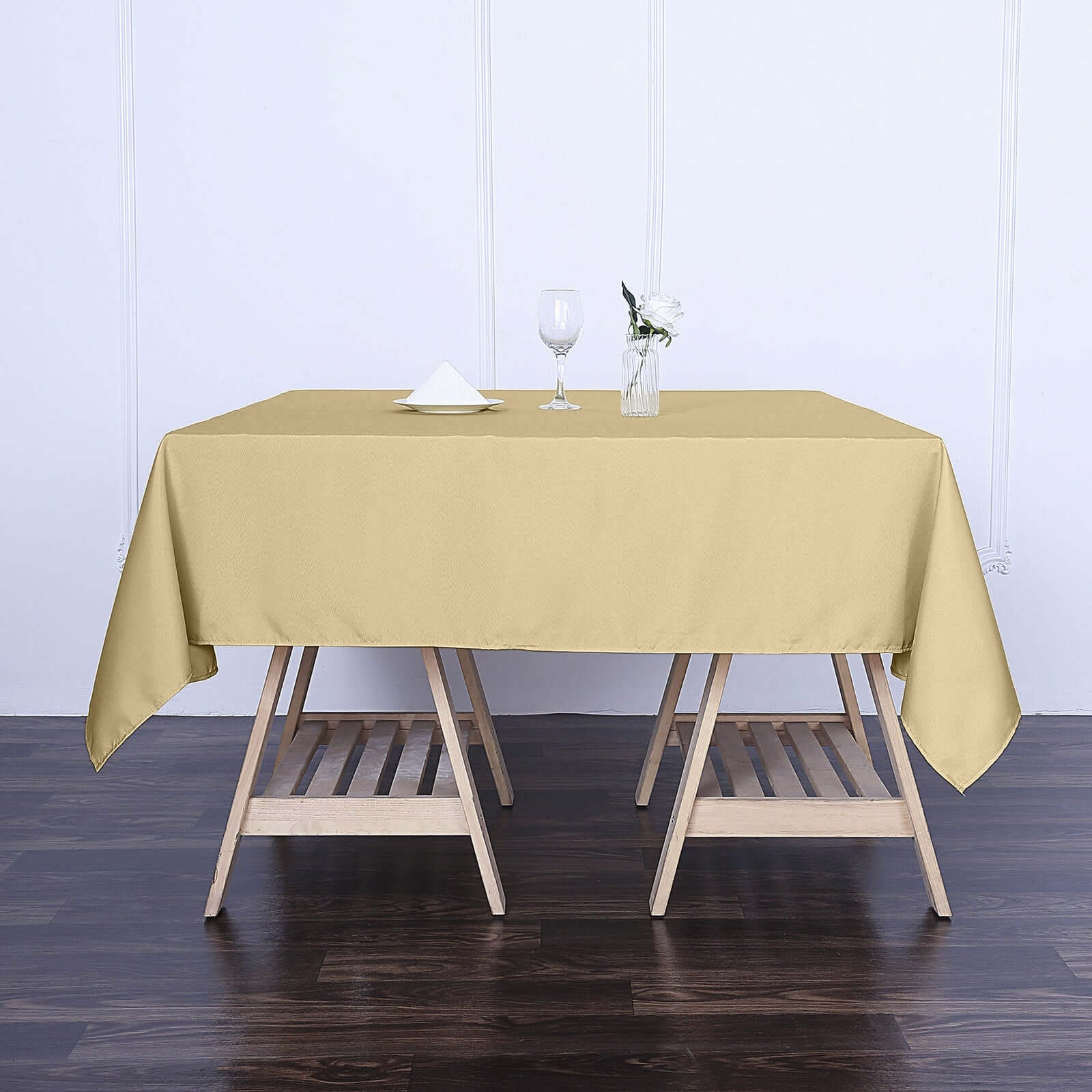 Polyester Square 70"x70" Tablecloth Champagne - Wrinkle-Resistant & Durable Table Cover