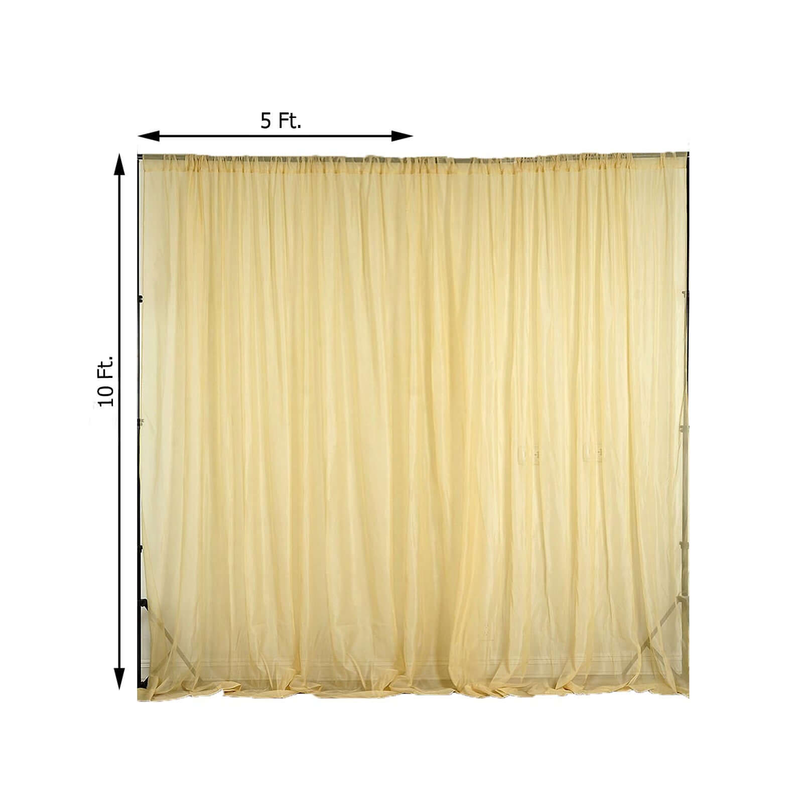 2 Pack Champagne Sheer Chiffon Event Curtain Drapes, Durable Flame Resistant Premium Organza Backdrop Event Panels With Rod Pockets - 10ftx10ft