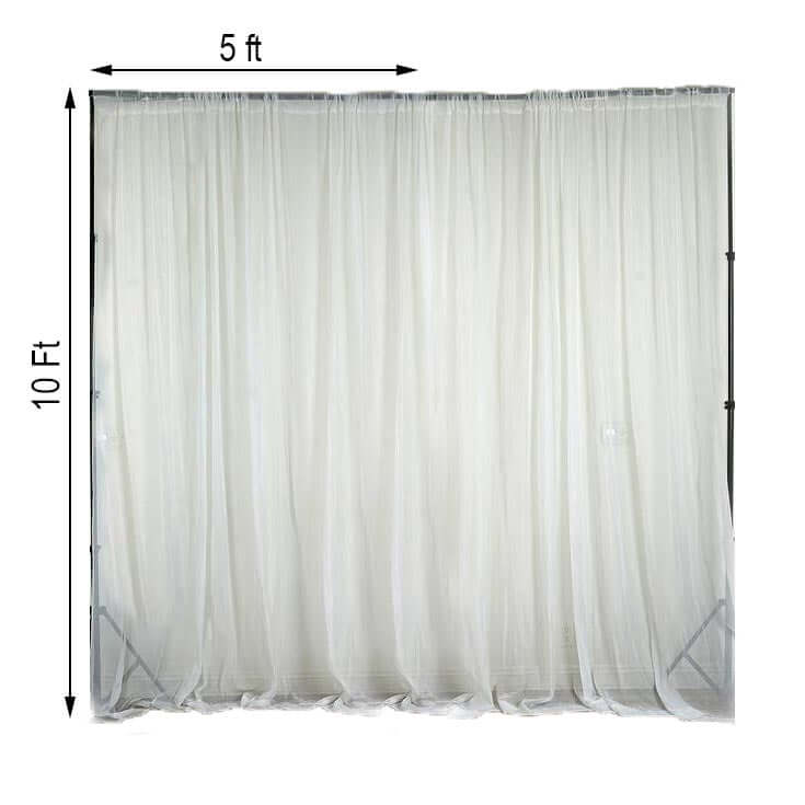 2 Pack White Sheer Chiffon Event Curtain Drapes, Durable Flame Resistant Premium Organza Backdrop Event Panels With Rod Pockets - 10ftx10ft