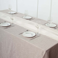 Premium Chiffon 6ft Table Runner Ivory - Flowy & Lightweight Table Decor