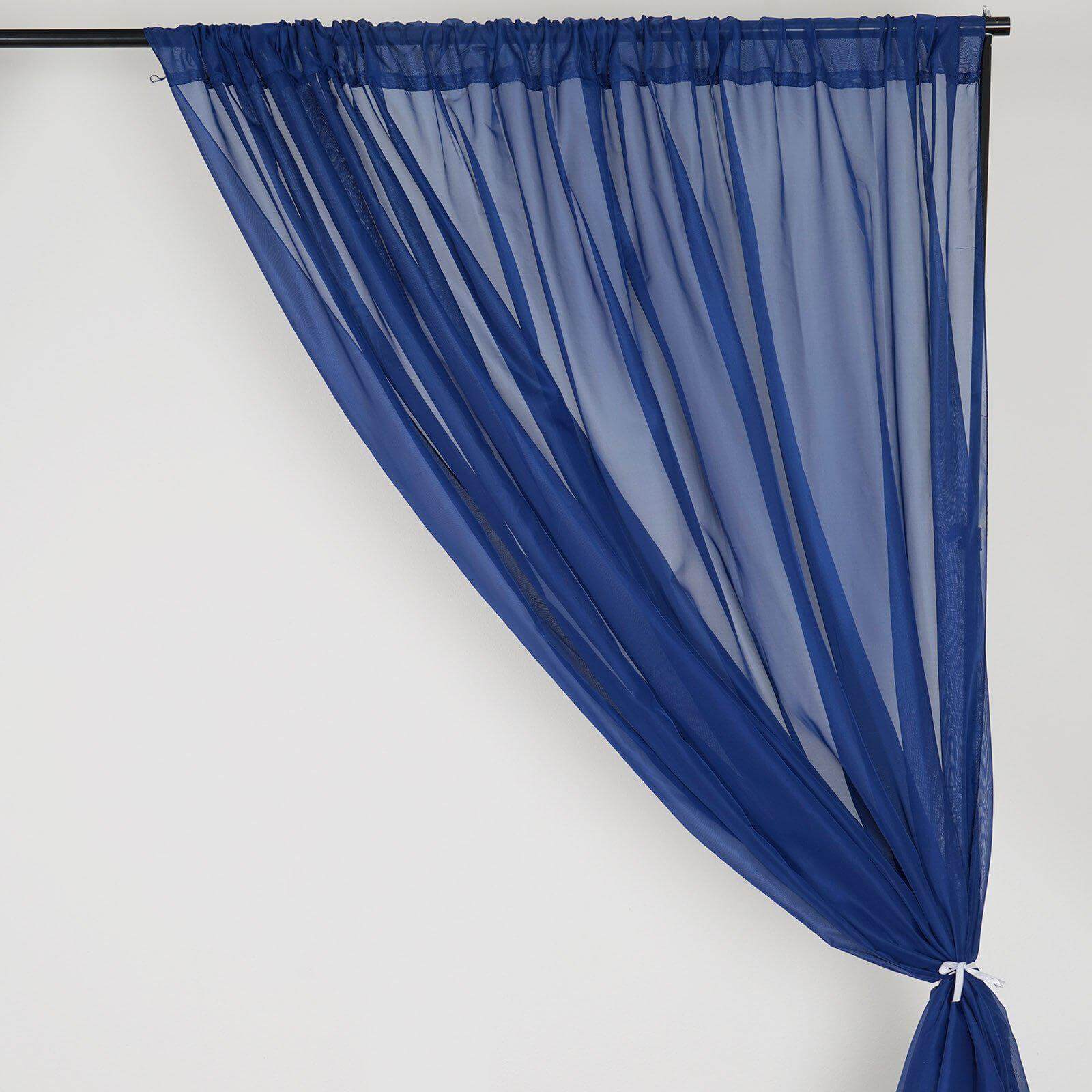 2 Pack Navy Blue Sheer Chiffon Event Curtain Drapes, Durable Flame Resistant Premium Organza Backdrop Event Panels With Rod Pockets - 10ftx10ft