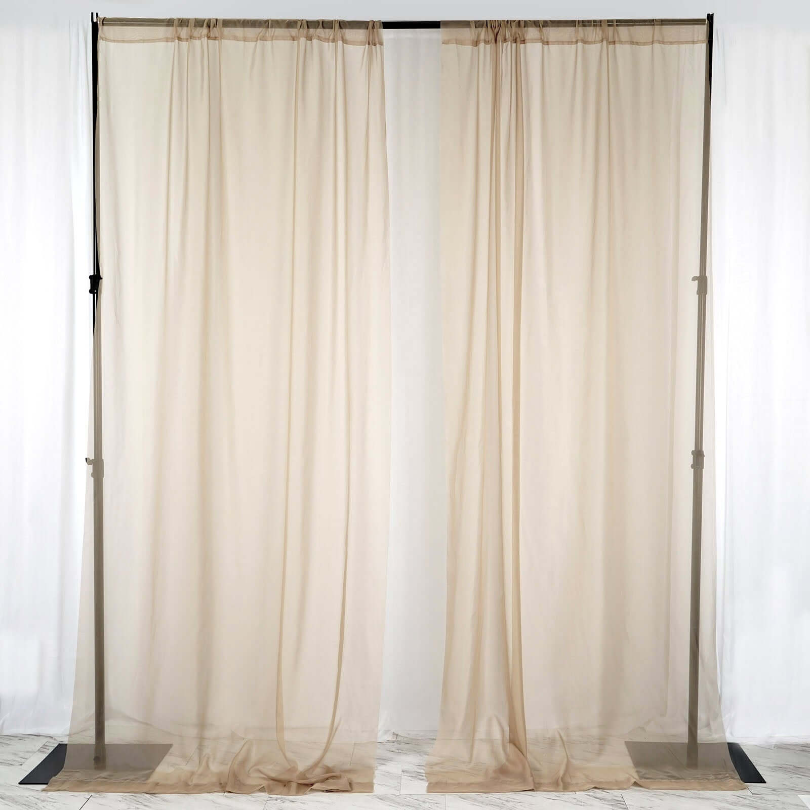 2 Pack Natural Sheer Chiffon Event Curtain Drapes, Durable Flame Resistant Premium Organza Backdrop Event Panels With Rod Pockets - 10ftx10ft