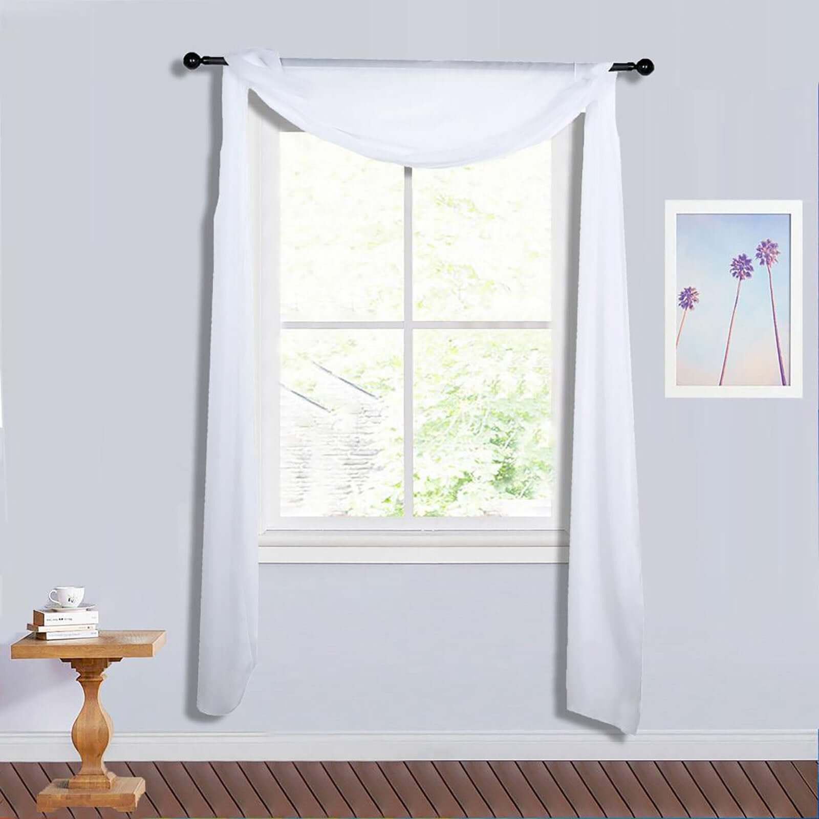18ft White Sheer Organza Wedding Arch Drapery Fabric, Window Scarf Valance