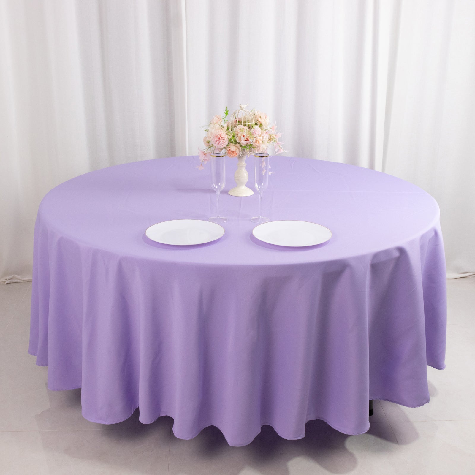 Premium Polyester 108" Round Tablecloth Lavander Lilac - Wrinkle-Resistant 220GSM Table Cover