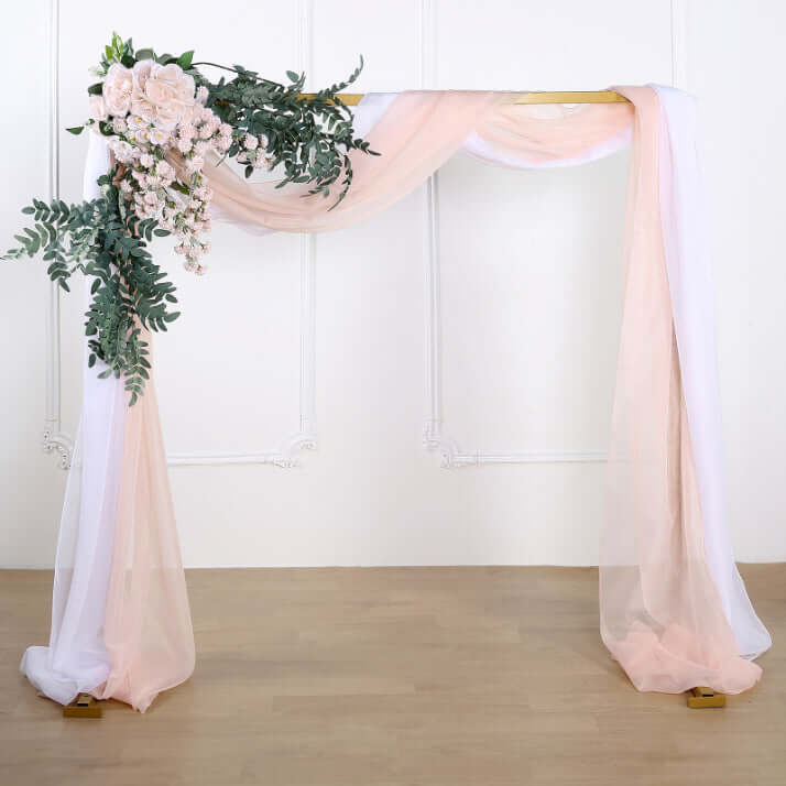 18ft Blush Sheer Organza Wedding Arch Drapery Fabric, Window Scarf Valance