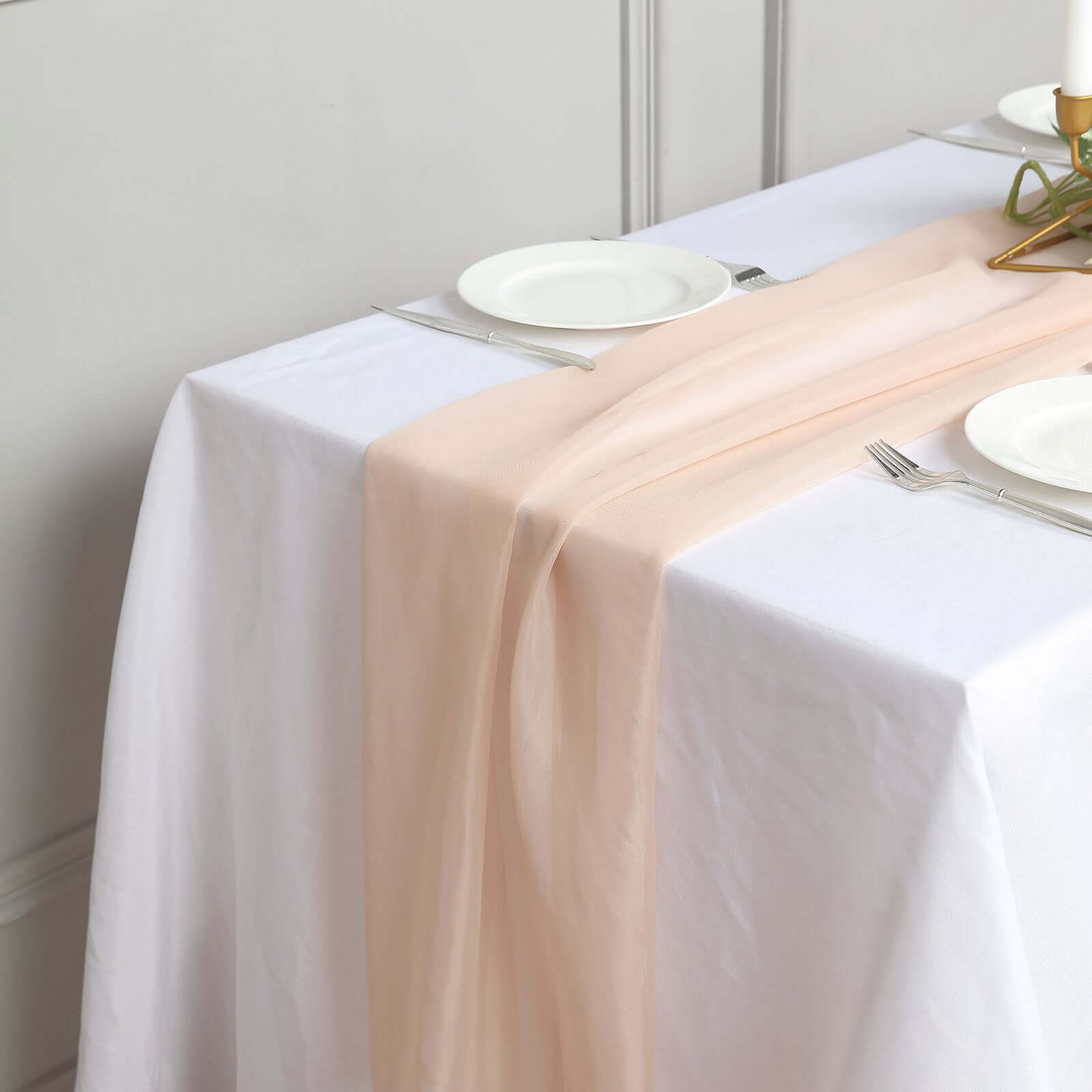 Premium Chiffon 6ft Table Runner Nude - Flowy & Lightweight Table Decor