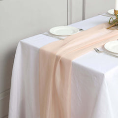 Premium Chiffon 6ft Table Runner Nude - Flowy & Lightweight Table Decor