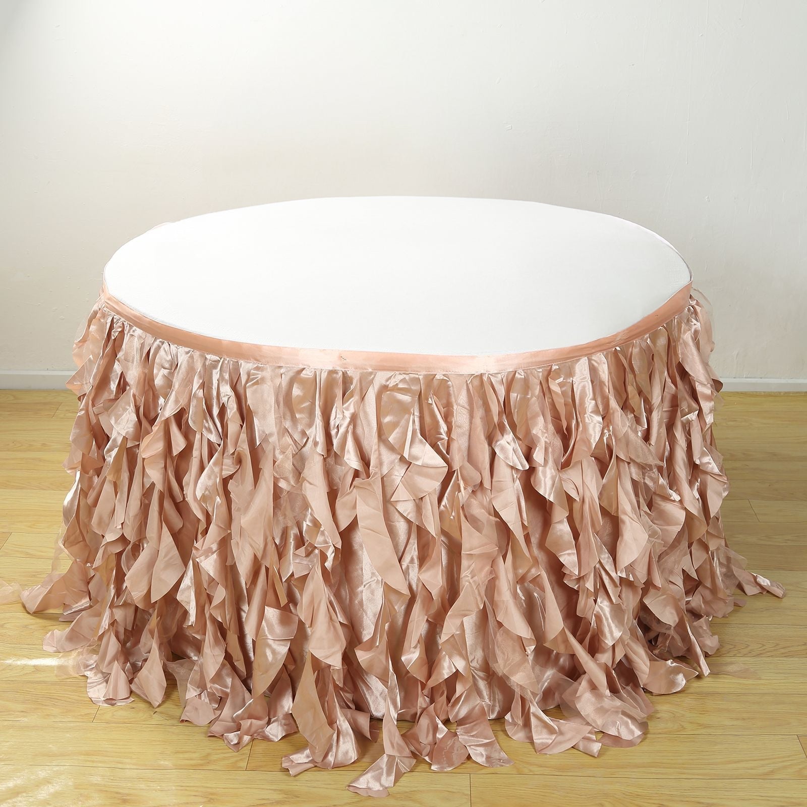 Taffeta 14ft Table Skirt Nude - Cascading Curly Willow Style Table Cover