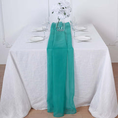 Premium Chiffon 6ft Table Runner Turquoise - Flowy & Lightweight Table Decor