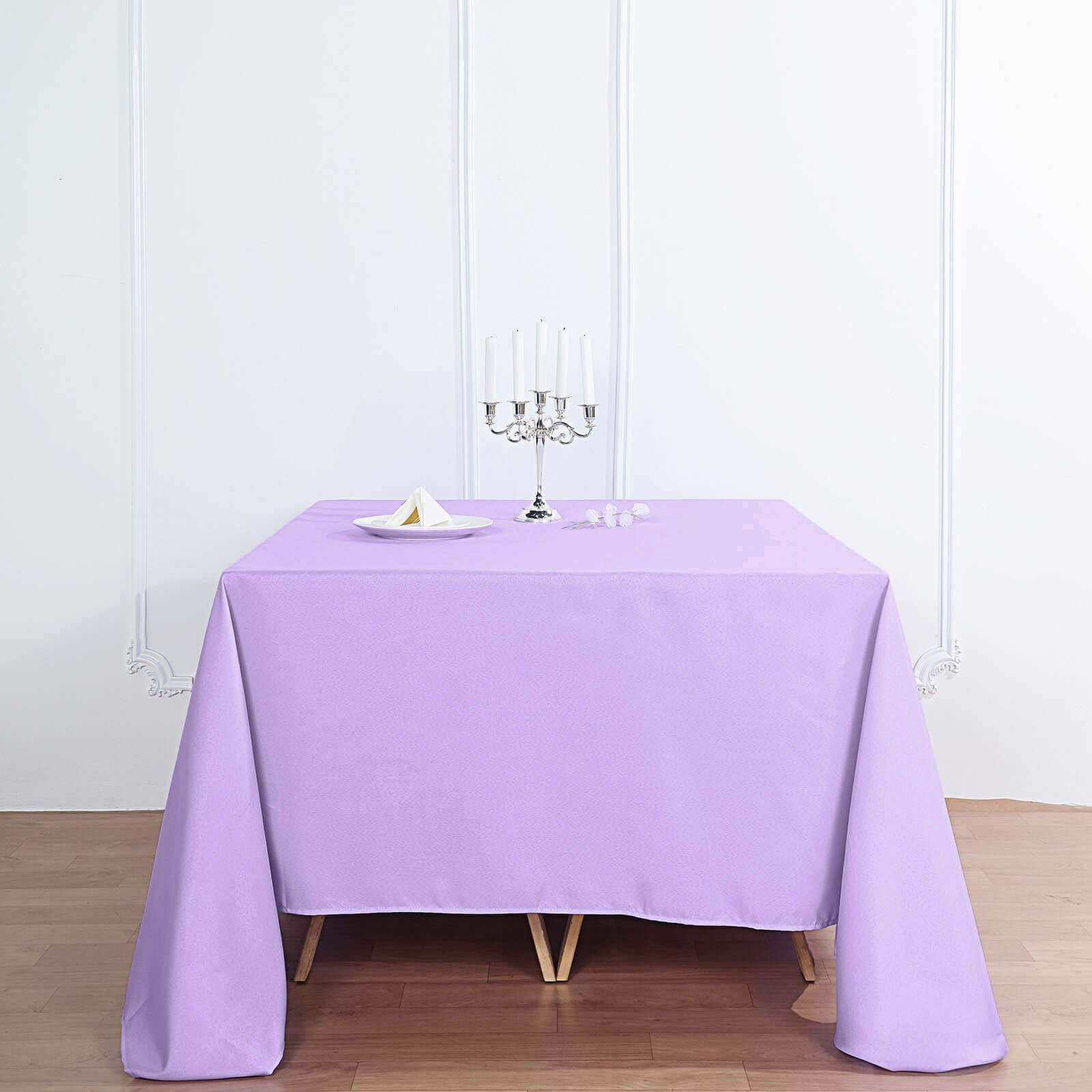 Polyester Square 90"x90" Tablecloth Lavender Lilac - Wrinkle-Resistant & Durable Table Cover