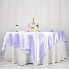 Satin 90"x90" Table Overlay Square Tablecloth Lavender Lilac - Smooth Finish Table Topper