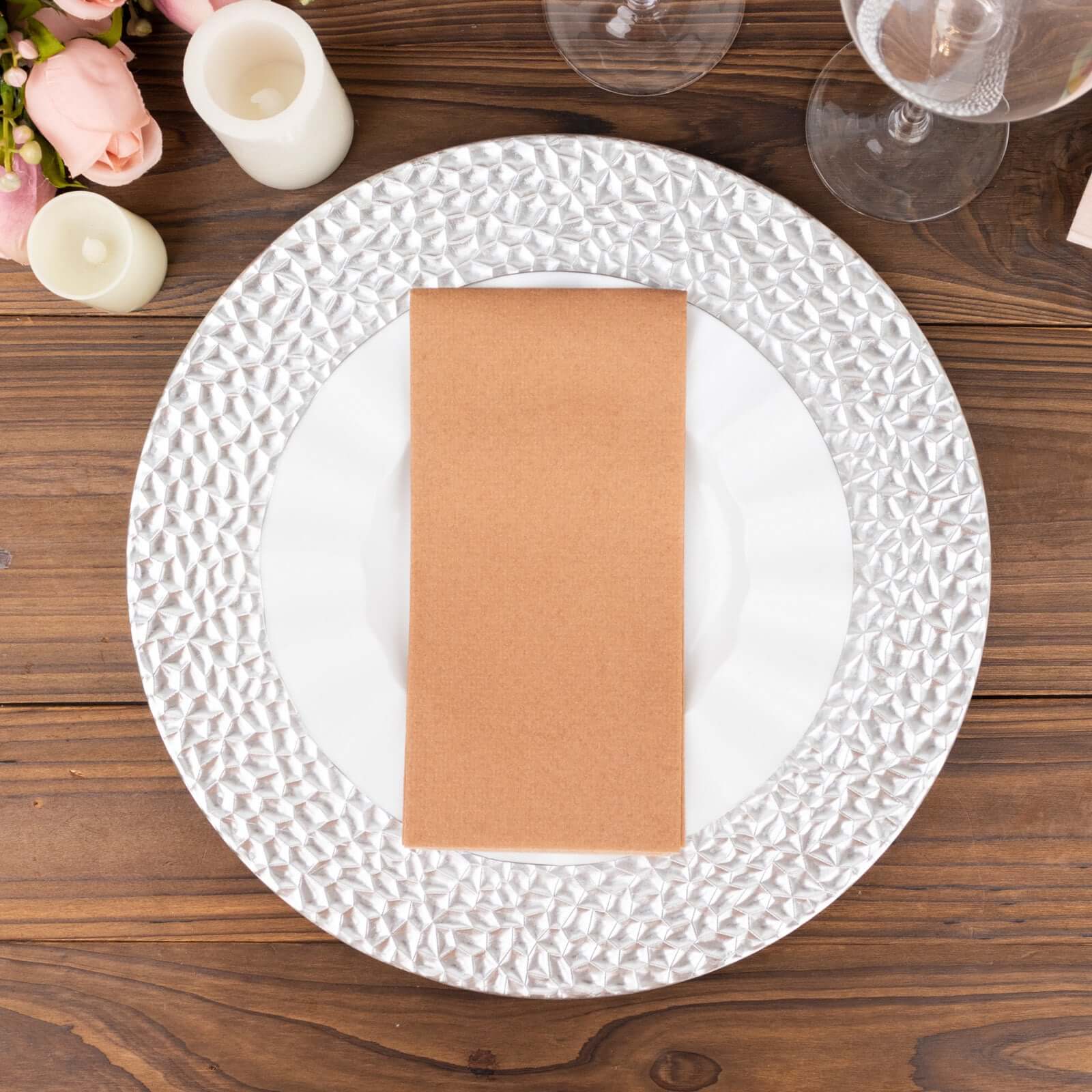 20-Pack Paper Linen-Like Napkins Terracotta (Rust) - Disposable Hygienic Airlaid Guest Towels 8.5"x4"