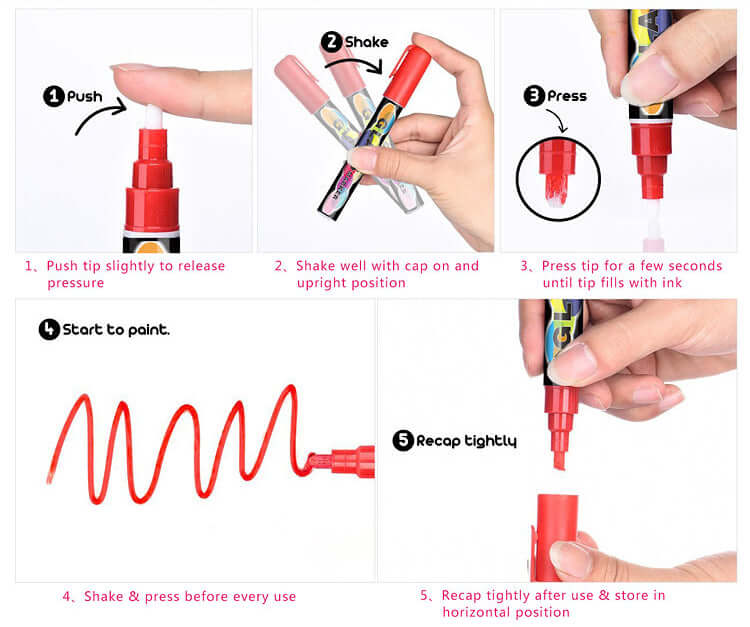 3-Pack Liquid Chalk Marker Point Pens, Reversible Bullet and Chisel Tip For Blackboard, Chalkboard, Windows 5mm