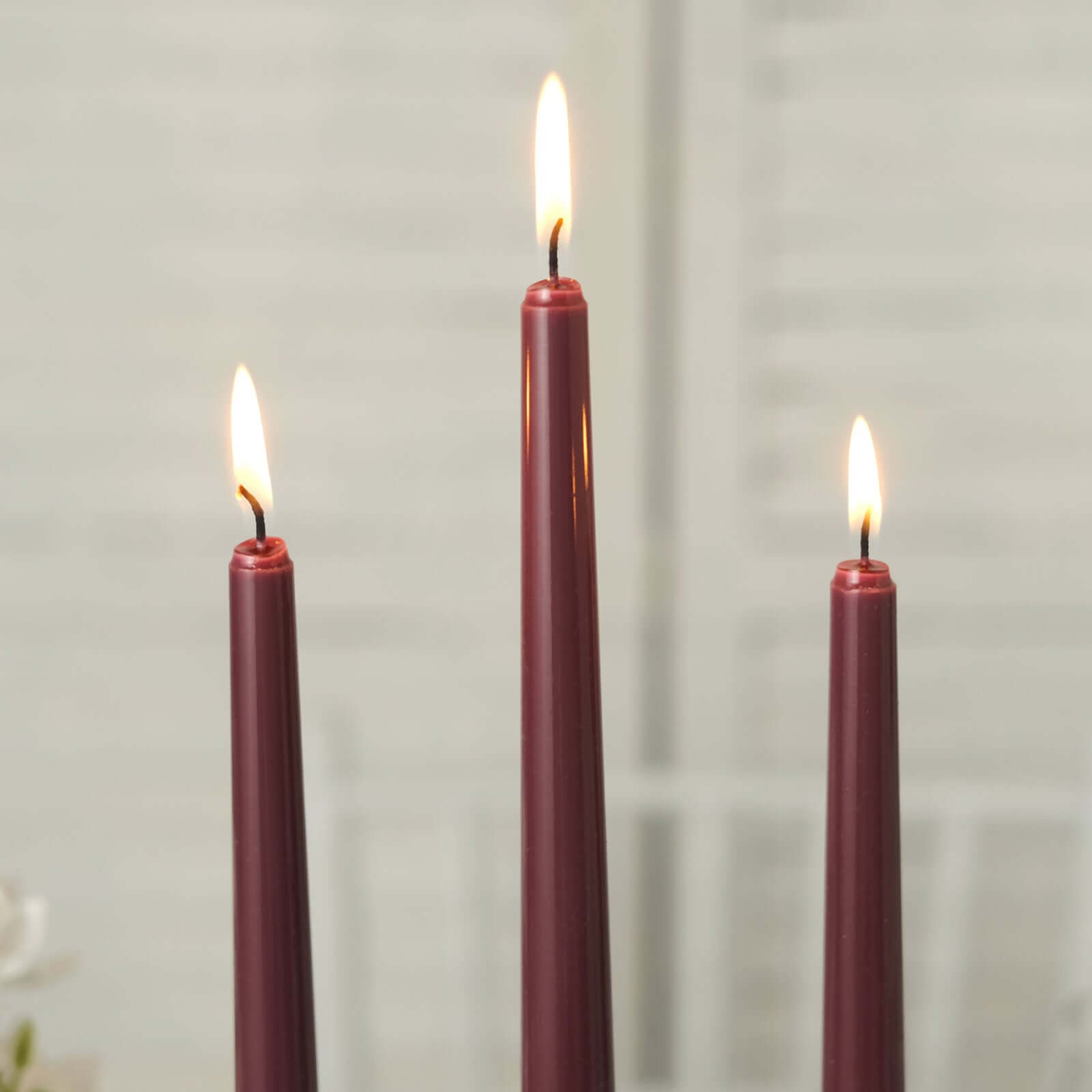 12-Pack Taper Candles Premium Wax Design Burgundy - Unscented Candles for Upscale Settings 10"