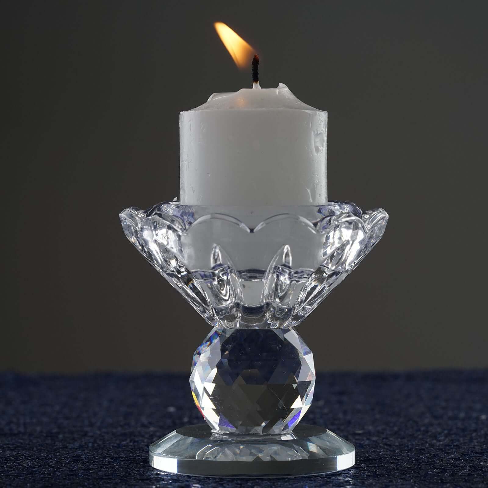 Gemcut Crystal Glass Prism Votive Candle Holder Stand, Accent Candle Display Piece 2.5" Tall