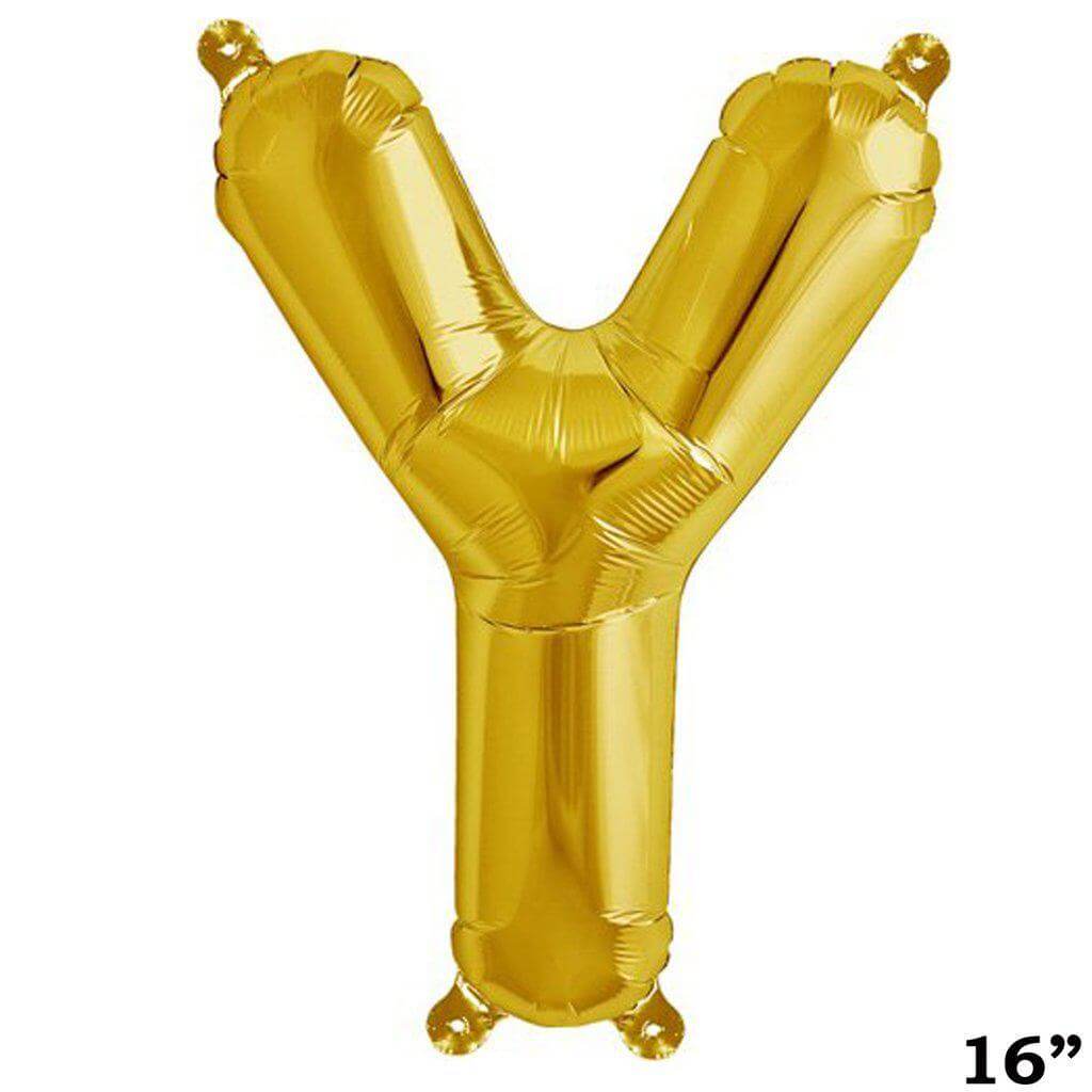 13" Gold Letter & Number Balloons, Shiny Metallic Mylar Foil Alphabet Balloons