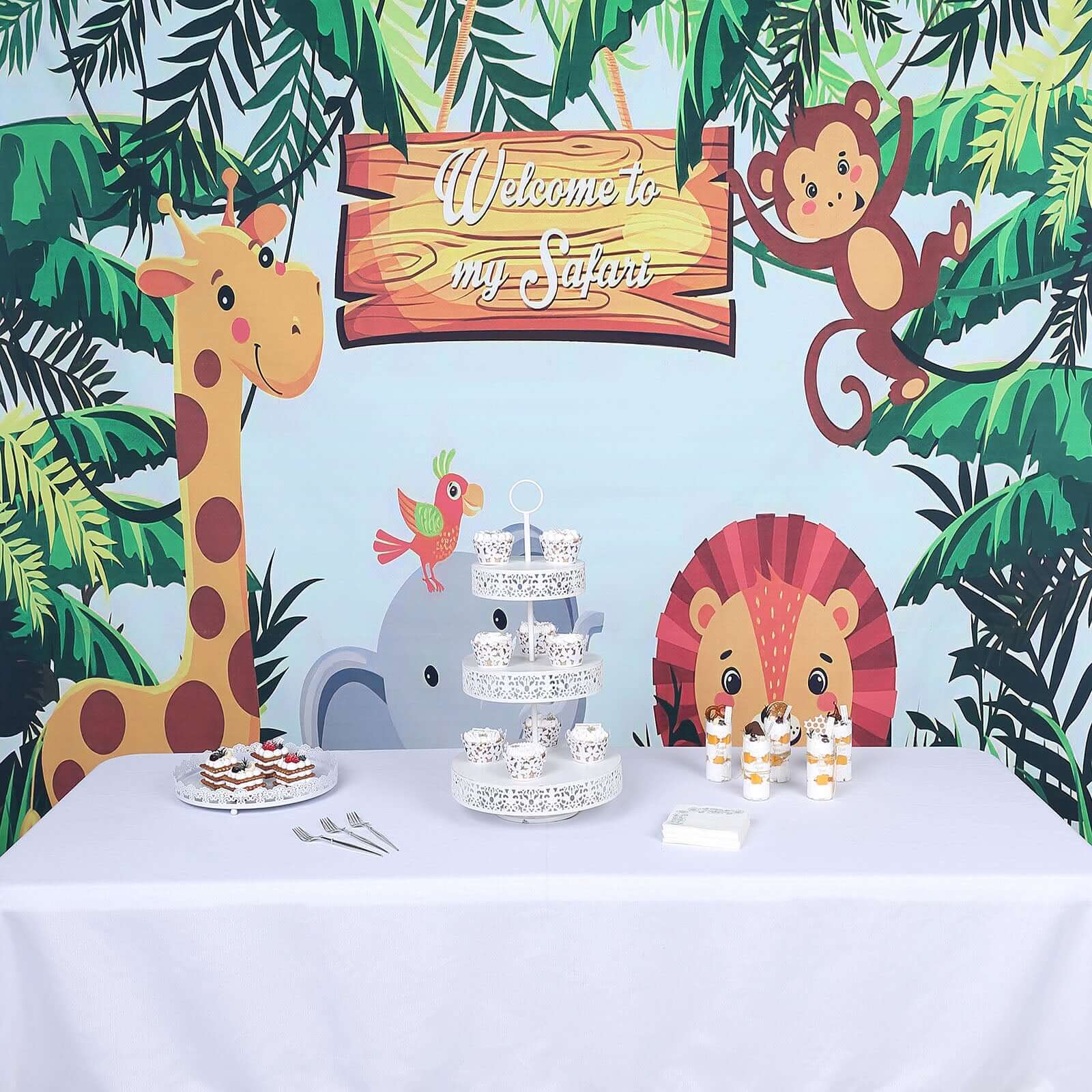 8ftx8ft Jungle Animal "Welcome To My Safari" Vinyl Photo Backdrop