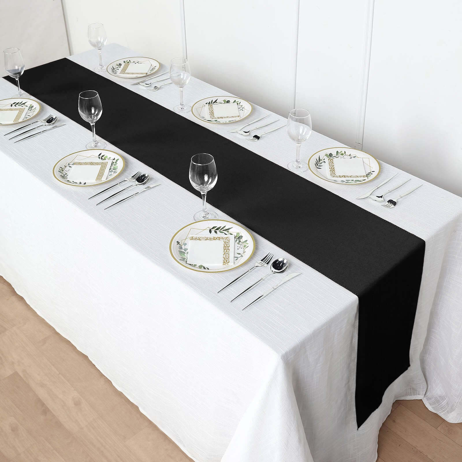 Polyester 12"x108" Table Runner Black - Durable & Wrinkle-Resistant Table Decor