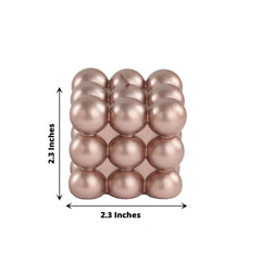 2-Pack Decorative Paraffin Wax Candles Bubble Cube Design Metallic Rose Gold - Unscented Long Burning Pillar Candle Set 2"