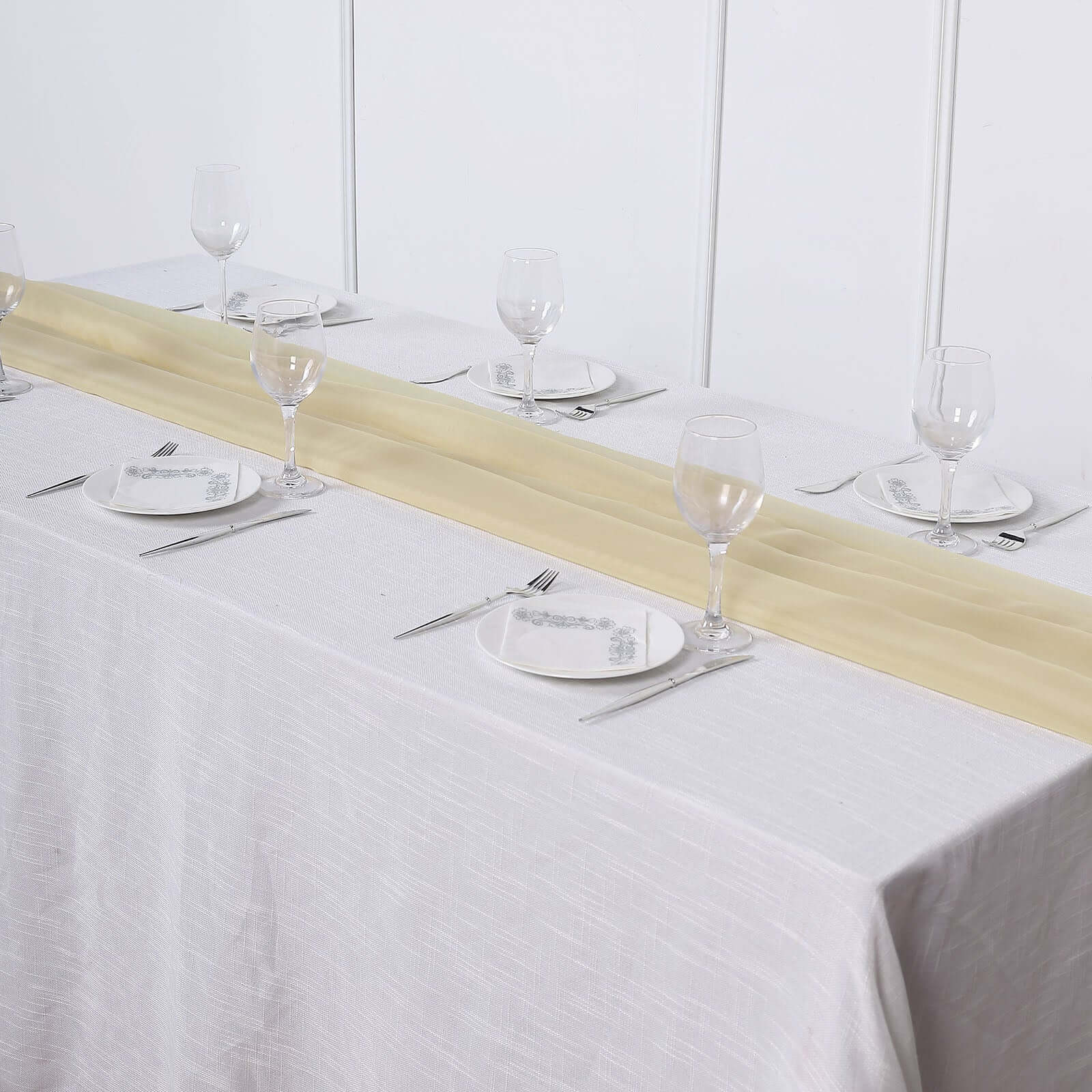 Premium Chiffon 6ft Table Runner Champagne - Flowy & Lightweight Table Decor