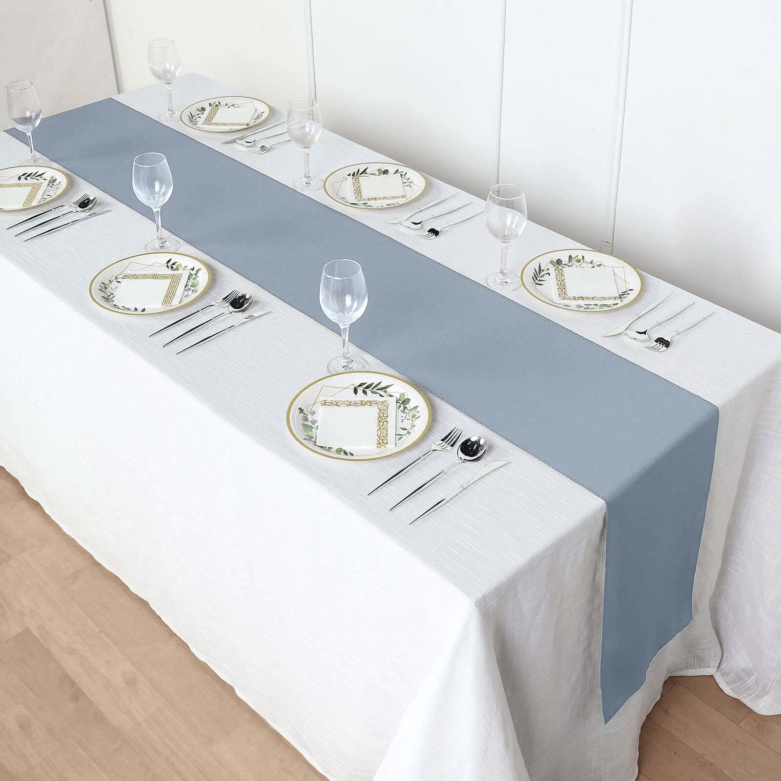 Polyester 12"x108" Table Runner Dusty Blue - Durable & Wrinkle-Resistant Table Decor