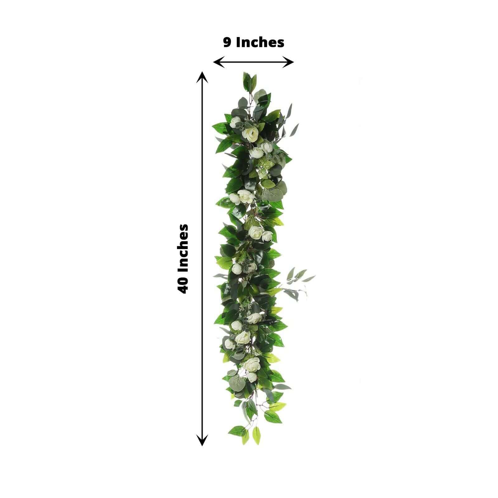 40" Artificial Eucalyptus Willow Leaf Ranunculus Flower Garland Vine