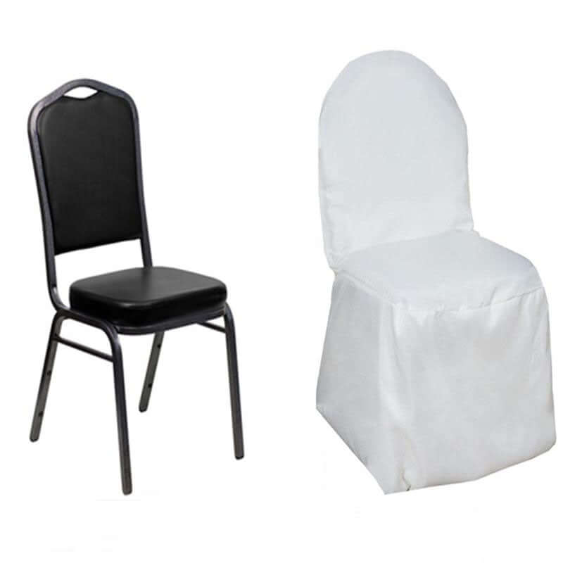 Polyester Slip On Banquet Chair Covers White - Stain-Resistant Reusable Durable Fabric