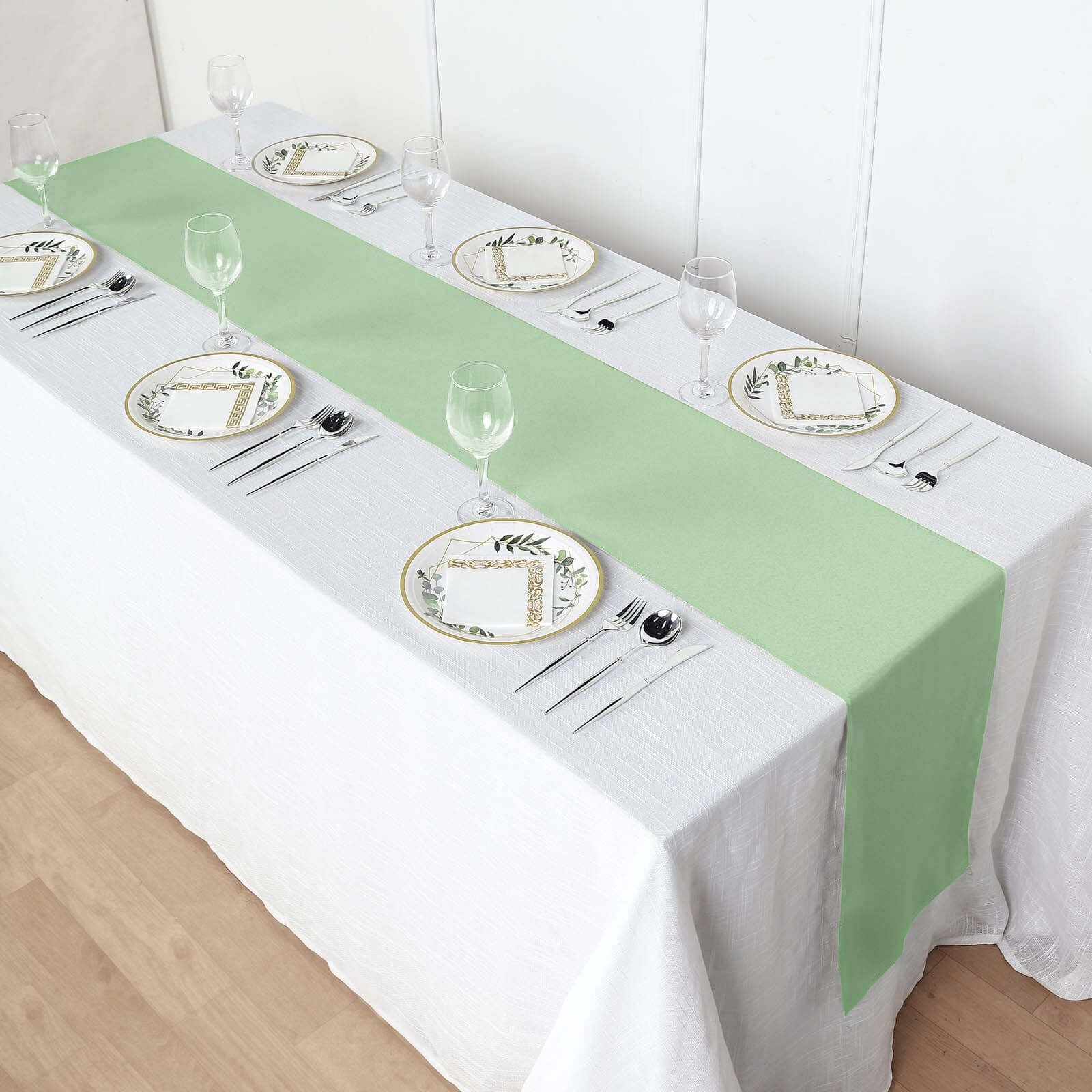 Polyester 12"x108" Table Runner Sage Green - Durable & Wrinkle-Resistant Table Decor