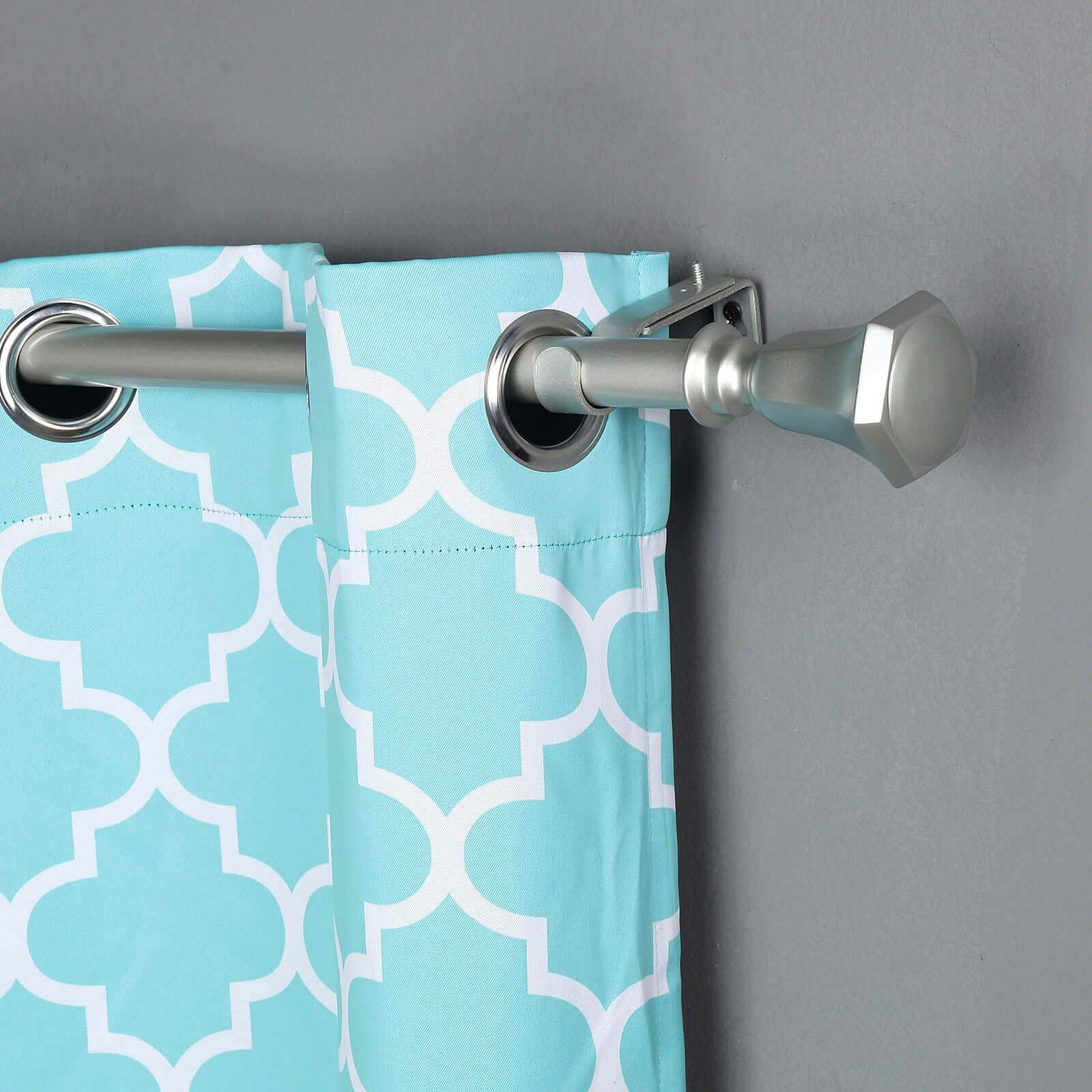 42"-126" Adjustable Curtain Rod Set, Silver, Teardrop Finials
