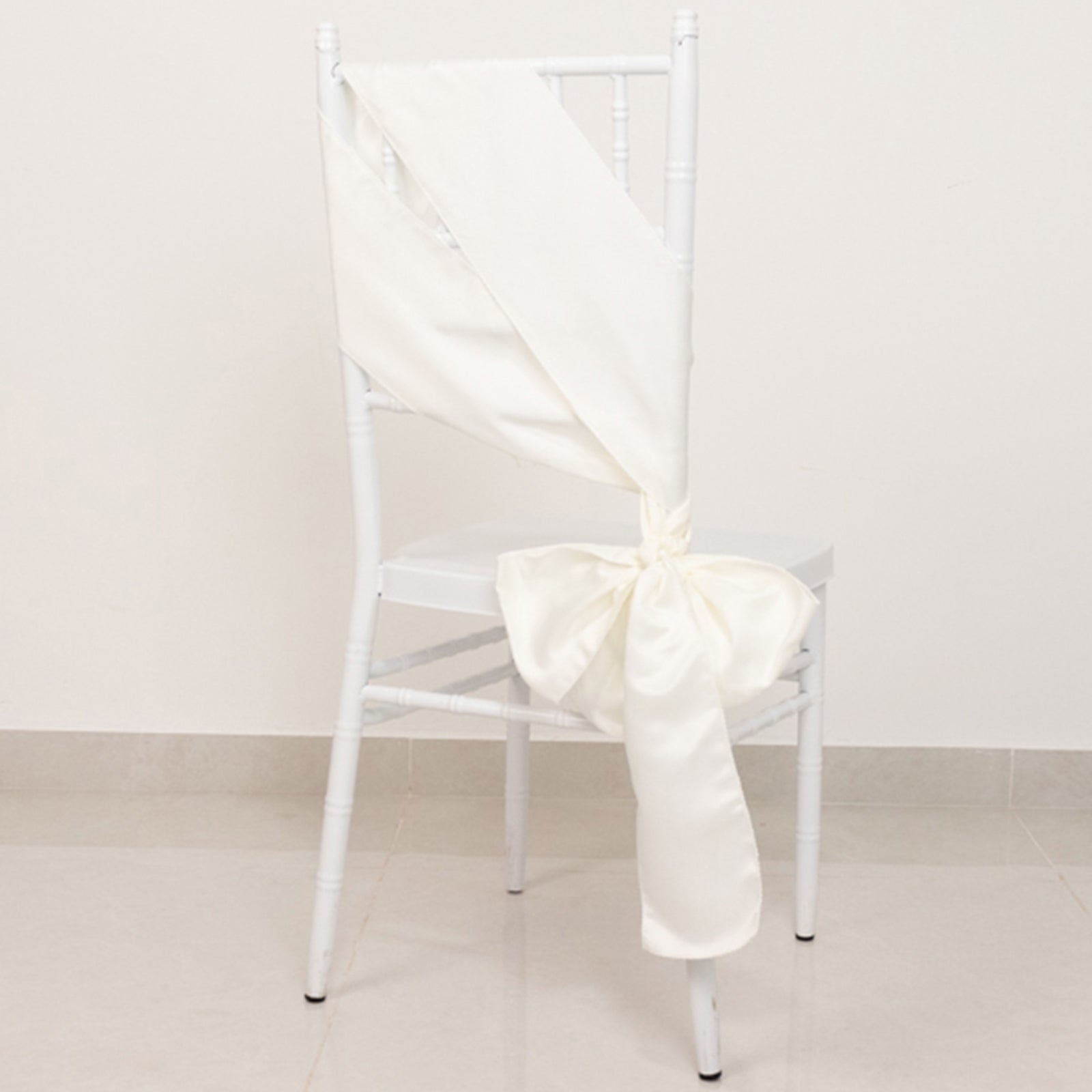 5 Pack Lamour Satin 6"x106" Chair Sashes Ivory - Stylish Reusable Decorative Bows