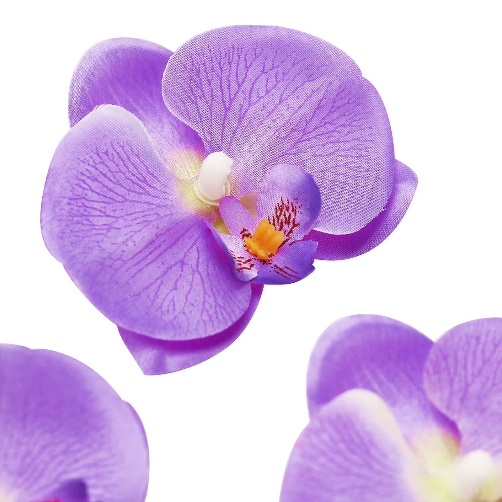 20 Silk Artificial Orchids Flower Heads Lavender Lilac - Versatile Floral Accents for DIY Floral Arrangements Corsages & Event Decor 4"