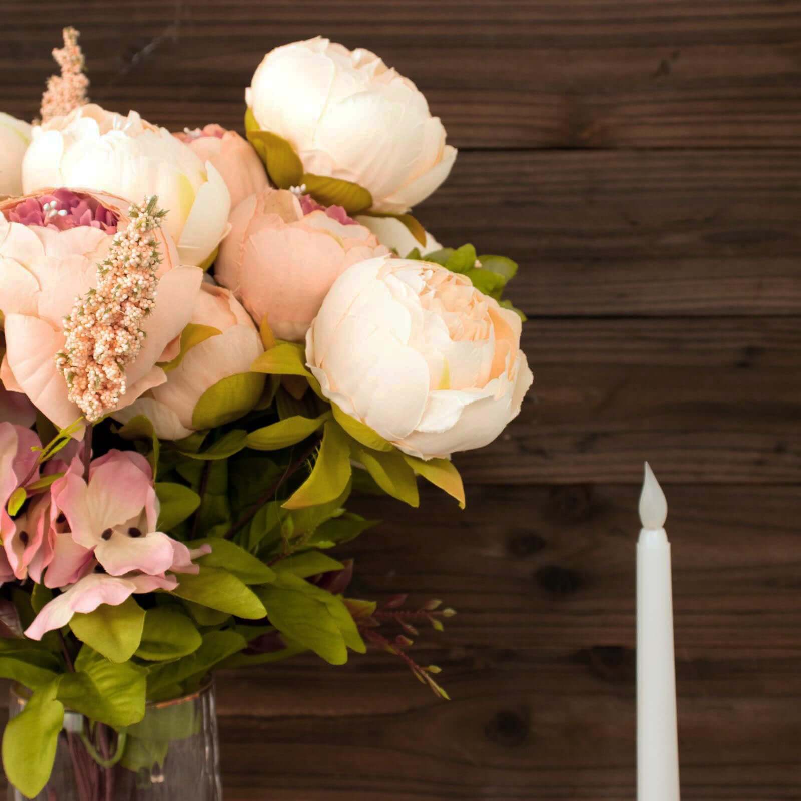 2 Pack 19" Cream Blush Artificial Peony Flower Wedding Bouquets, Faux Silk Flower Arrangements