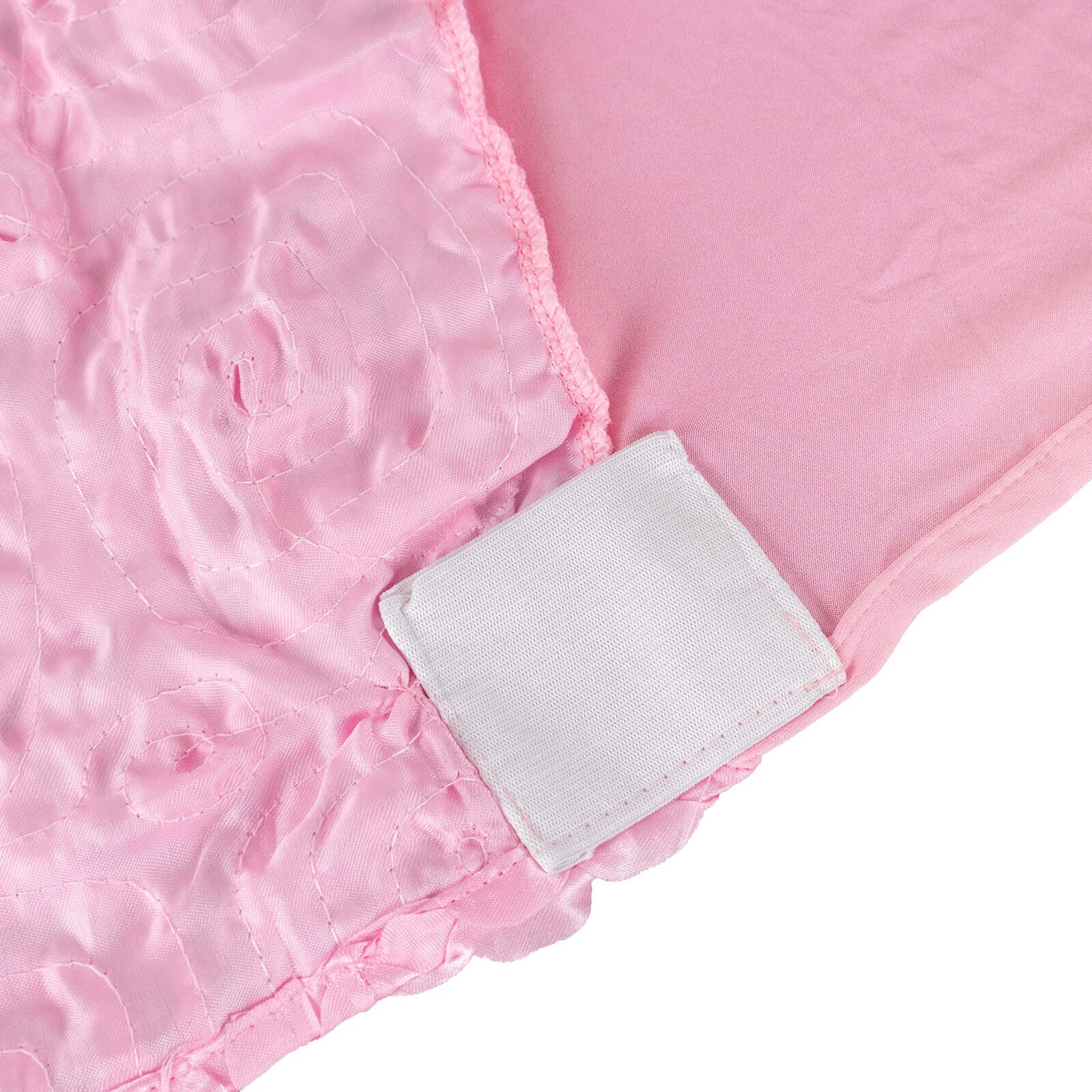 Satin Rosette Chair Cover for Banquet Chairs Pink - Stretch Fitted Slip-On Slipcover