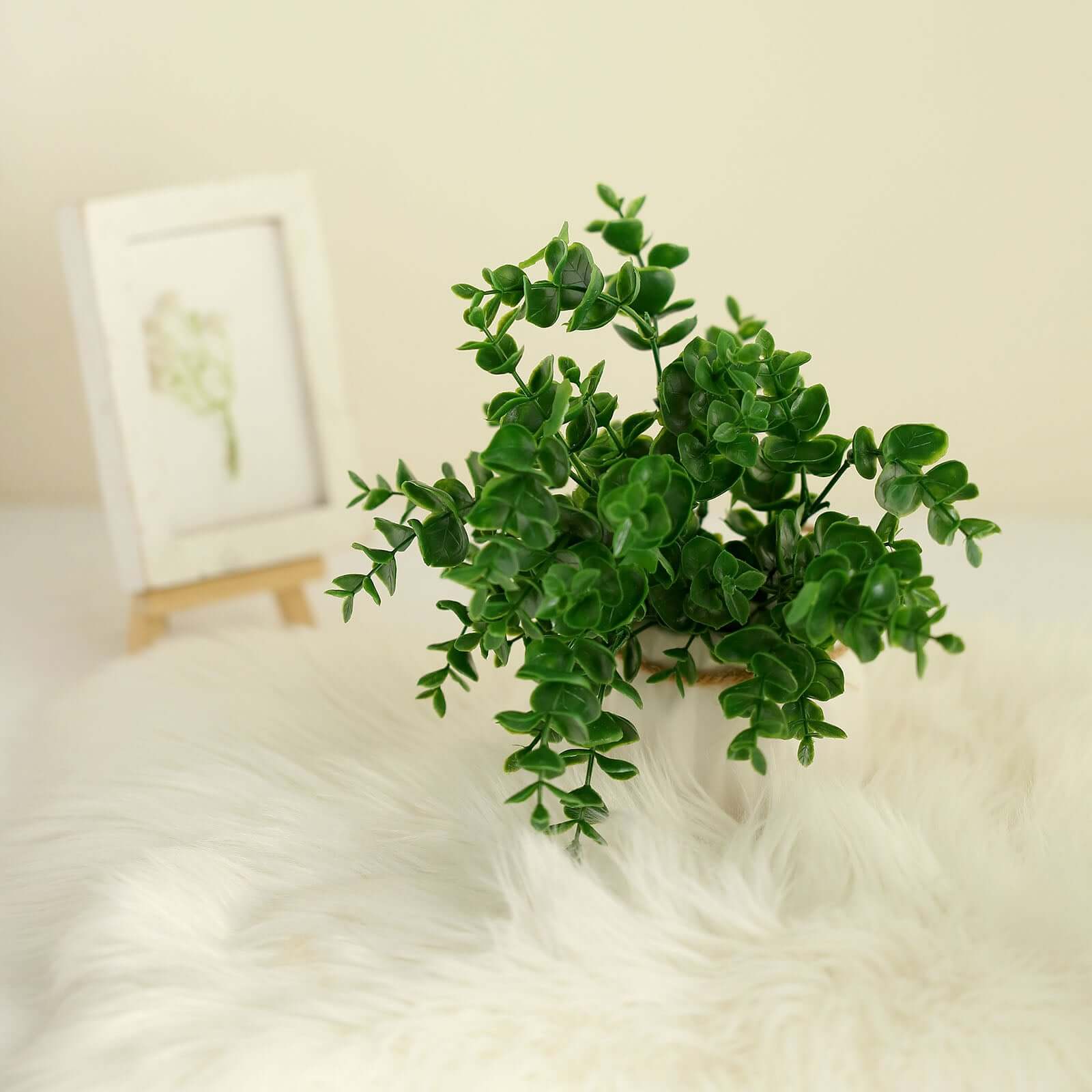 3 Stems 13" Artificial Eucalyptus Bush, Faux Greenery Bouquet Plants