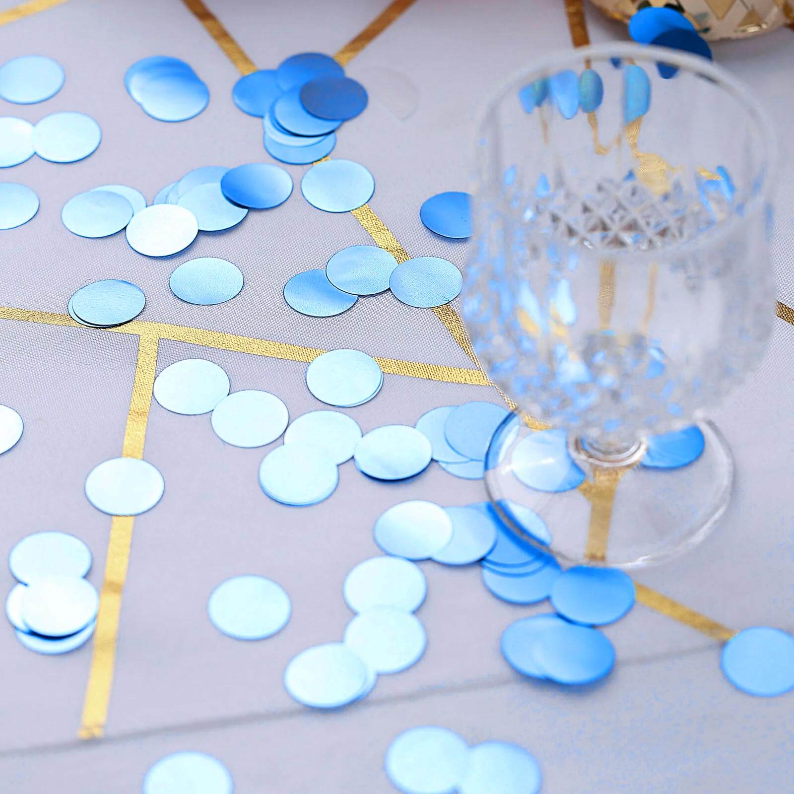 Metallic Round Party Confetti 18G Bag Dusty Blue Foil, Balloon Table Confetti Glitter Dots for Festive Weddings Baby Bridal Showers & Events